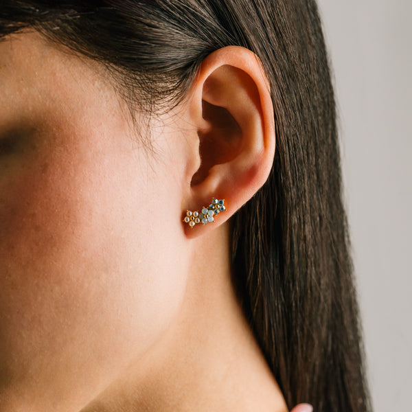 Floral Climber Earrings - White