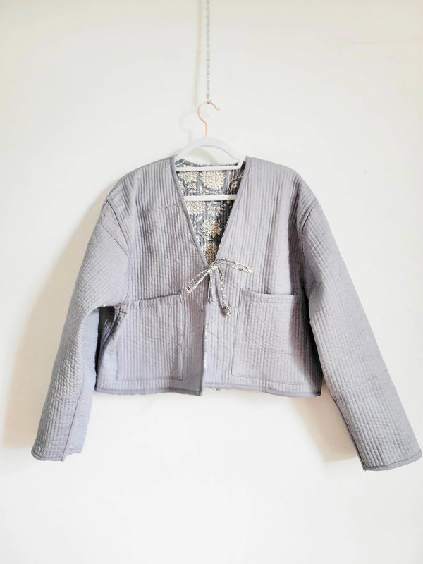 Clara Quilted Jacket Smokey Blue Floral