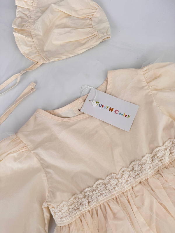 CuteyNCoolty NWT Dress + Bonnett - 6-12M