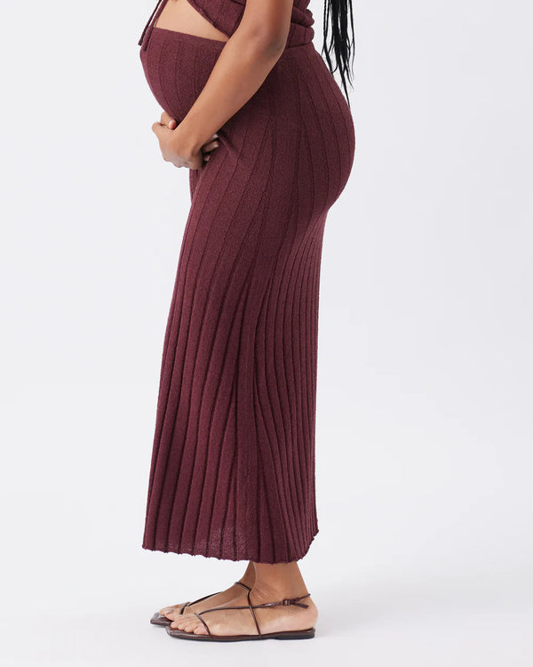 Charli Rib Knit Skirt Maroon