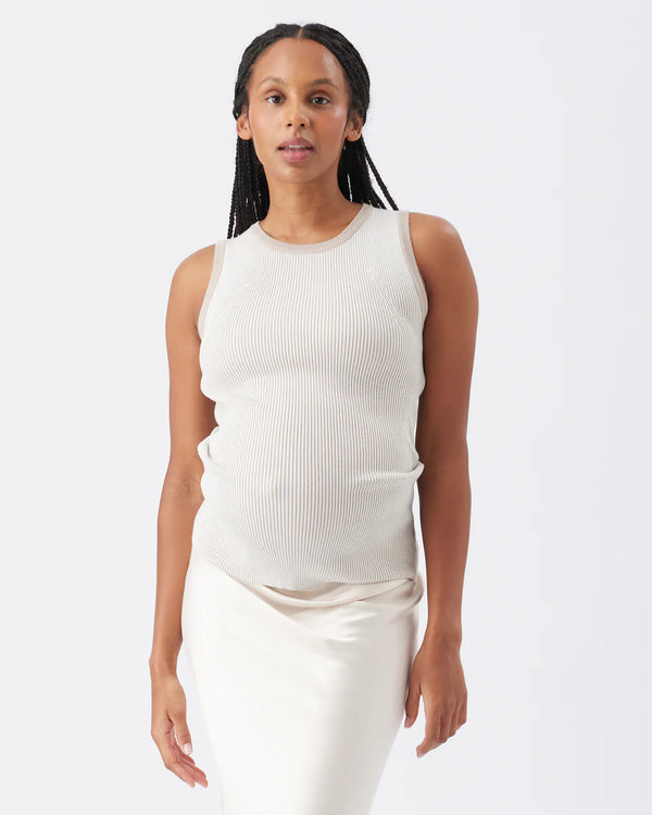 Zoe Rib Knit Nursing Tank Taupe