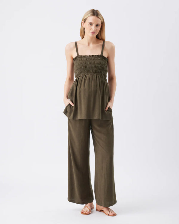 Marlow Shirred Pant Khaki