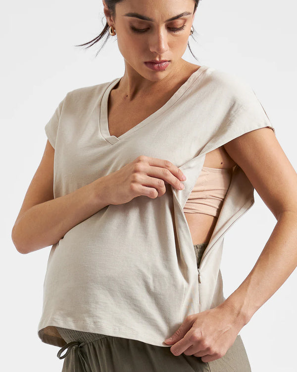 Ripe - Marly Zip Nursing Tee Stone