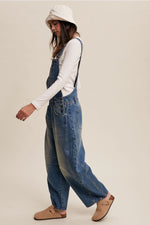 Load image into Gallery viewer, Barrel Jean Denim Overall
