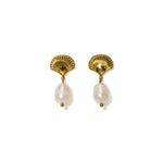 Load image into Gallery viewer, Shell &amp; Pearl Drop Earrings - Gold
