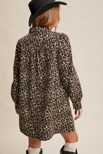 Load image into Gallery viewer, Wild West Leopard Denim Shirt Dress
