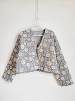 Load image into Gallery viewer, Clara Quilted Jacket Smokey Blue Floral

