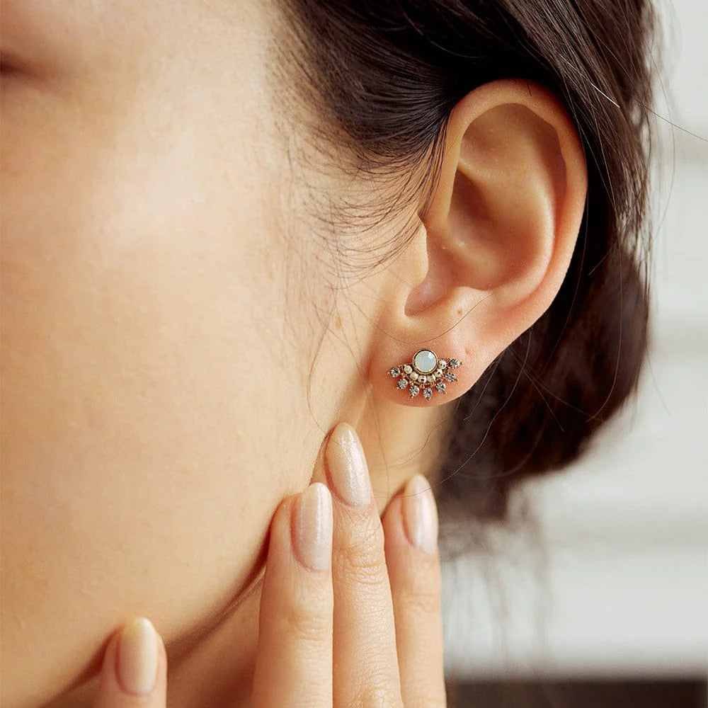 Nico Fan Earrings - White Opal