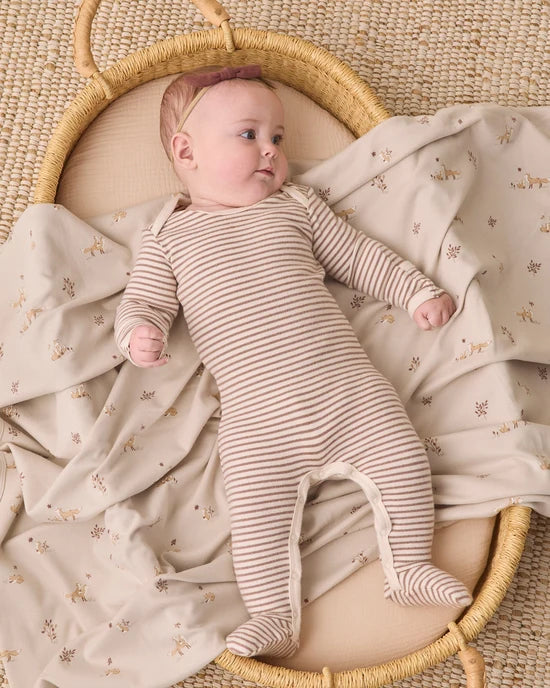 Quincy Mae - Baby Footie  – Cocoa Stripe