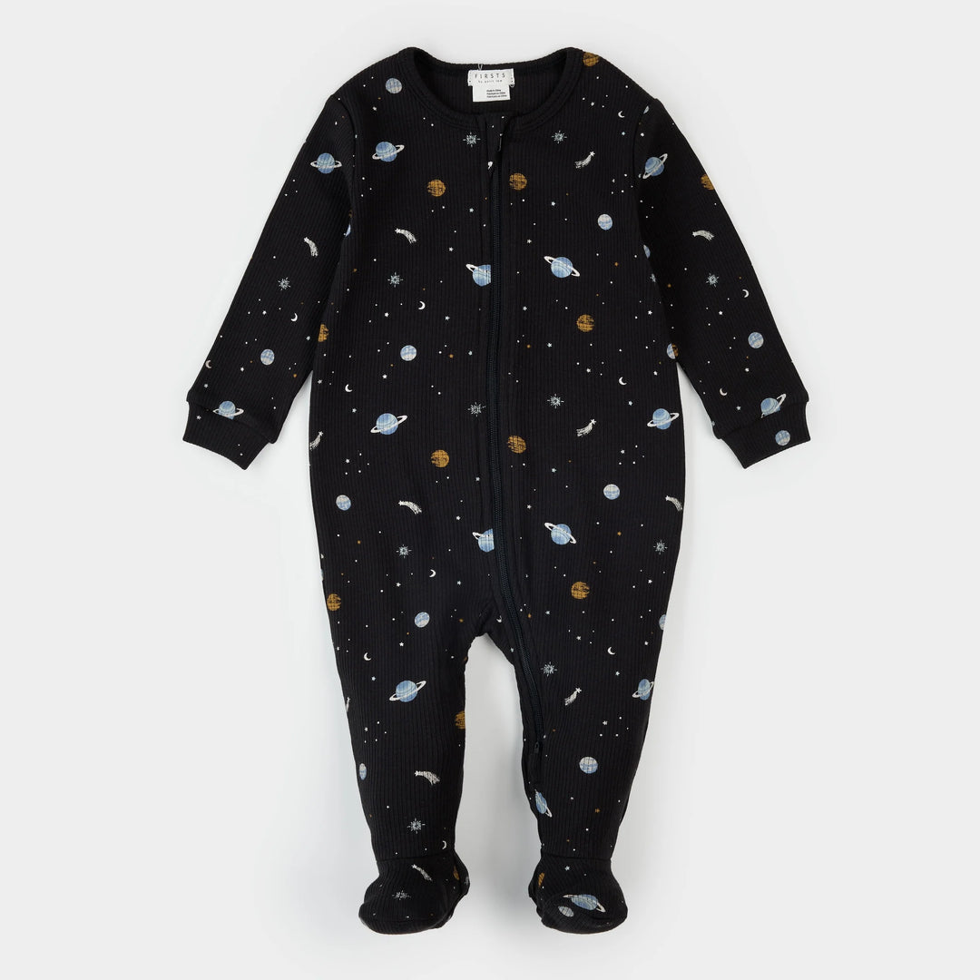 Galaxy Print on Black Footed Sleeper