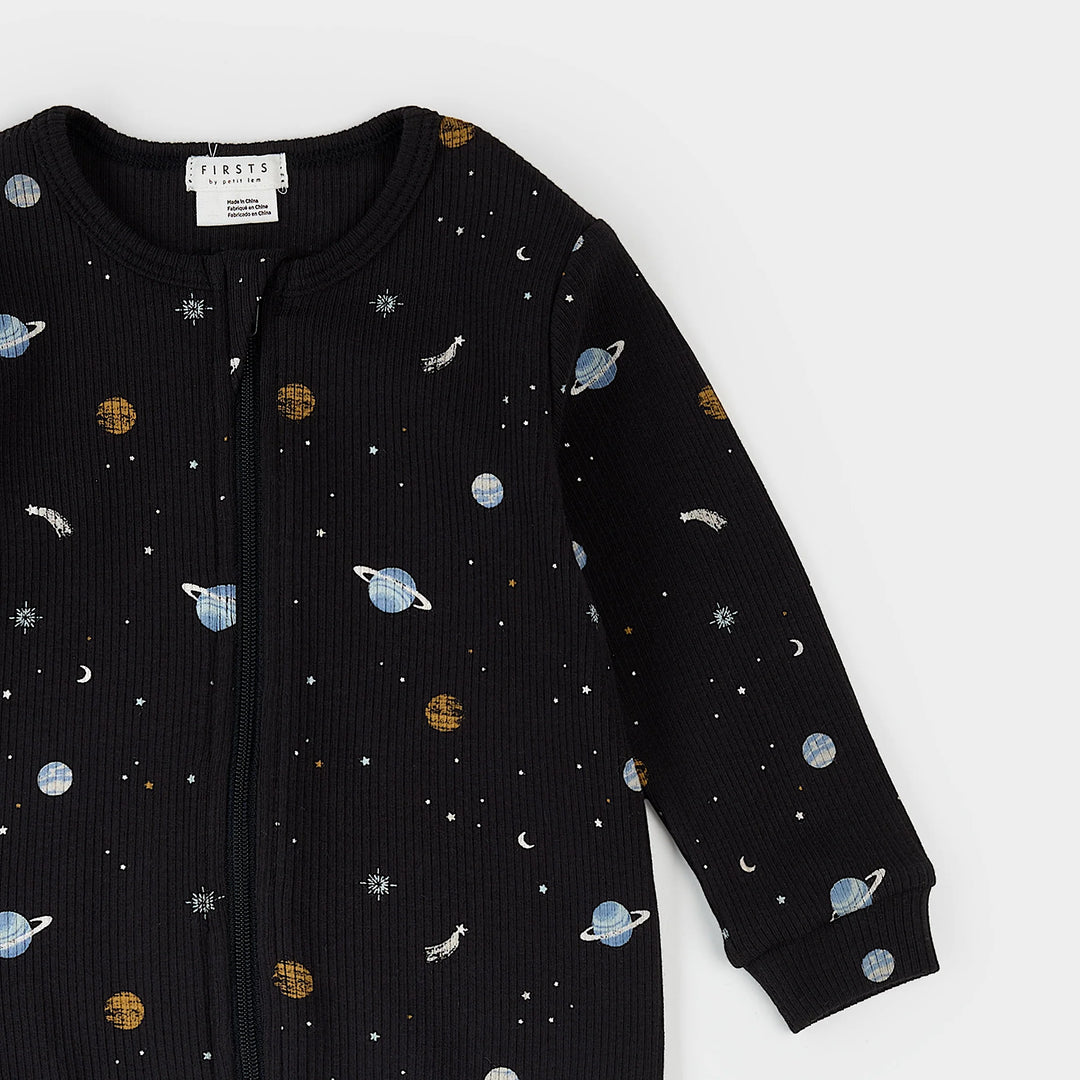 Galaxy Print on Black Footed Sleeper