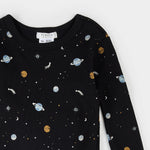 Load image into Gallery viewer, Galaxy Print on Black Infant PJ Set
