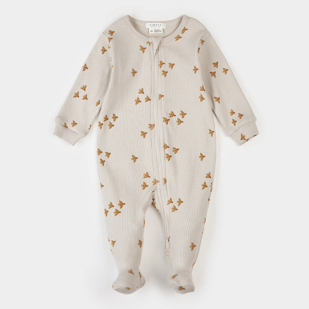 Birds Print on Orchard Tint Footed Sleeper