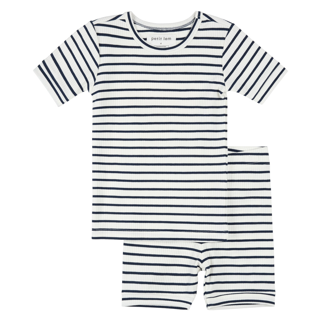Navy Stripe PJ Short Set