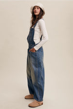 Load image into Gallery viewer, Barrel Jean Denim Overall
