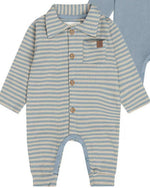 Load image into Gallery viewer, Dirkje boys' baby set romper hat blue sand striped
