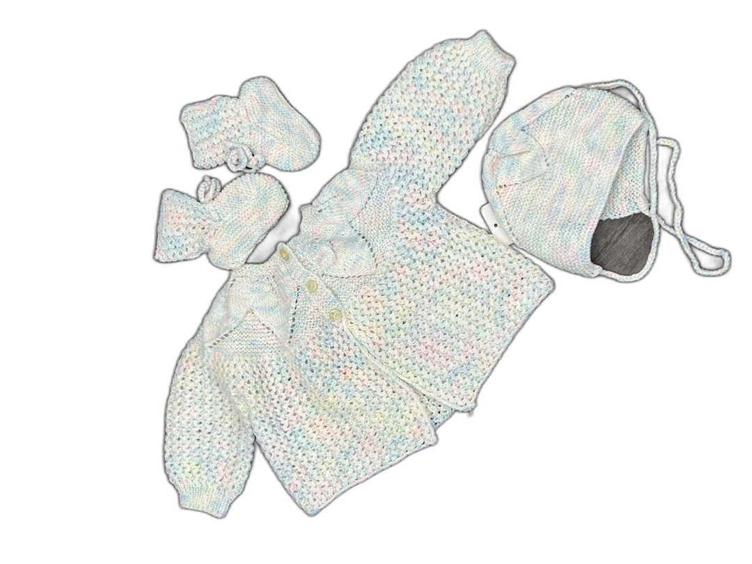 Handmade Cardigan + Booties - 3-6M