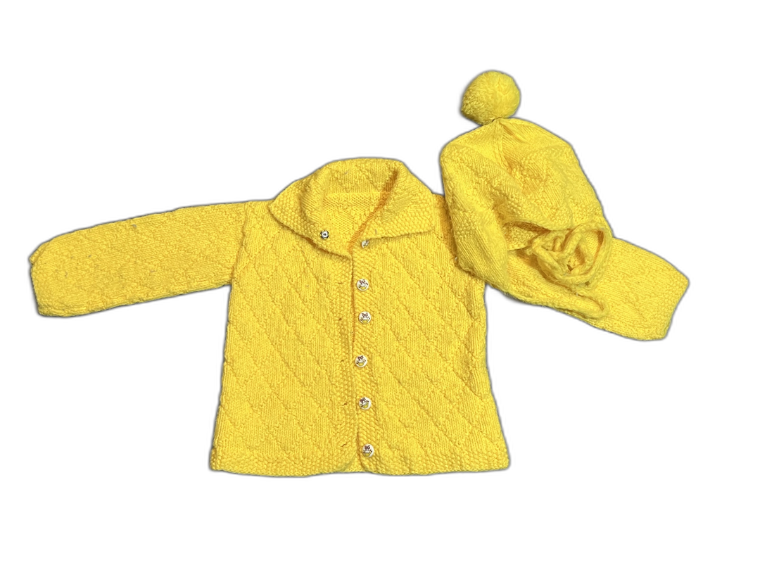 Handmade Knit Sweater + Hat - 12-18M