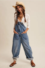 Load image into Gallery viewer, Western Wide-Leg Denim Overalls
