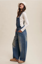 Load image into Gallery viewer, Barrel Jean Denim Overall
