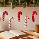 Load image into Gallery viewer, Felt Candy Cane Set 5 Ornaments
