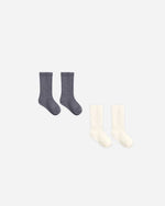 Load image into Gallery viewer, Quincy Mae - Set of 2 Socks – Midnight + Ivory
