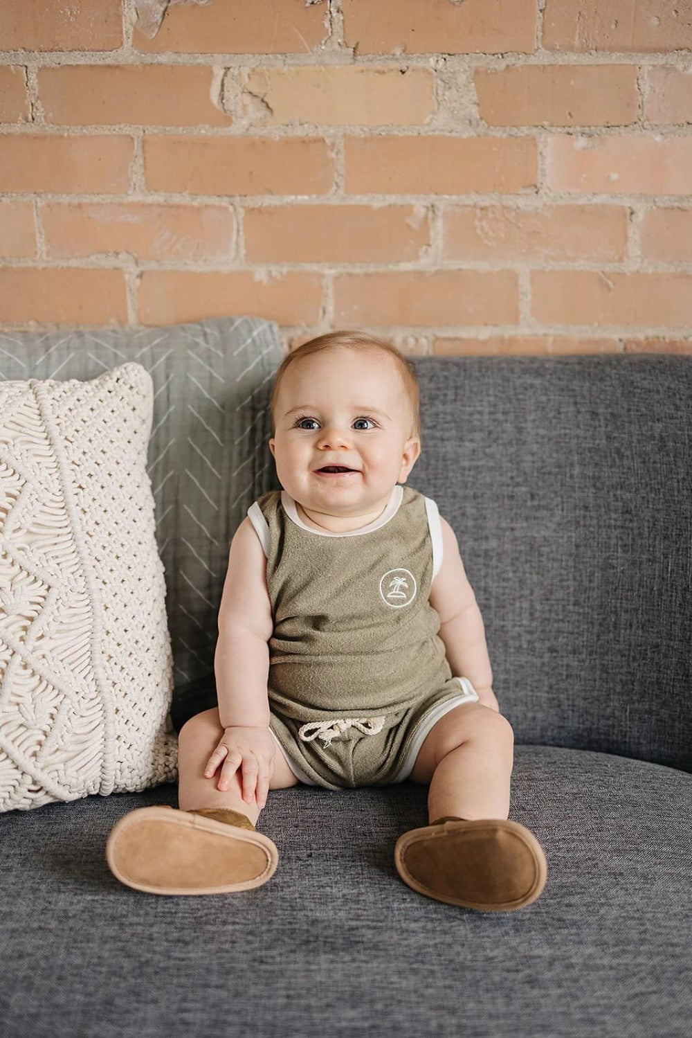 Mebie Baby - Palm Tree Terry Cloth Short Set