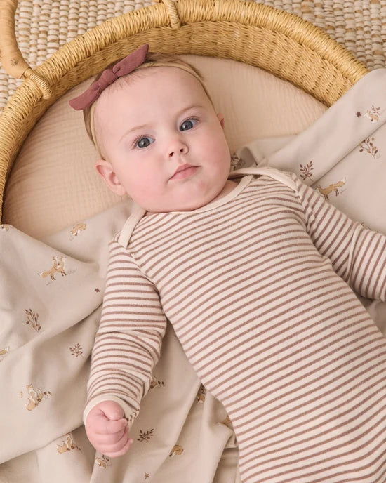 Quincy Mae - Baby Footie  – Cocoa Stripe