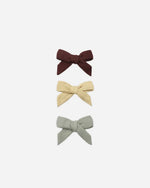Load image into Gallery viewer, 3 Bow Clips – Black Cherry, Butterscotch + Laurel
