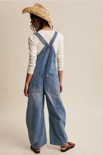 Load image into Gallery viewer, Western Wide-Leg Denim Overalls
