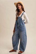 Load image into Gallery viewer, Western Wide-Leg Denim Overalls

