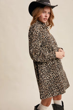 Load image into Gallery viewer, Wild West Leopard Denim Shirt Dress
