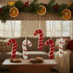 Load image into Gallery viewer, Felt Candy Cane Set 5 Ornaments
