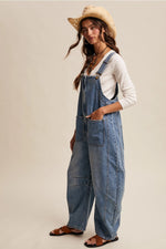 Load image into Gallery viewer, Western Wide-Leg Denim Overalls
