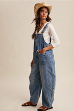 Load image into Gallery viewer, Western Wide-Leg Denim Overalls
