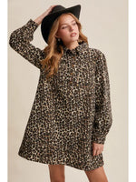 Load image into Gallery viewer, Wild West Leopard Denim Shirt Dress
