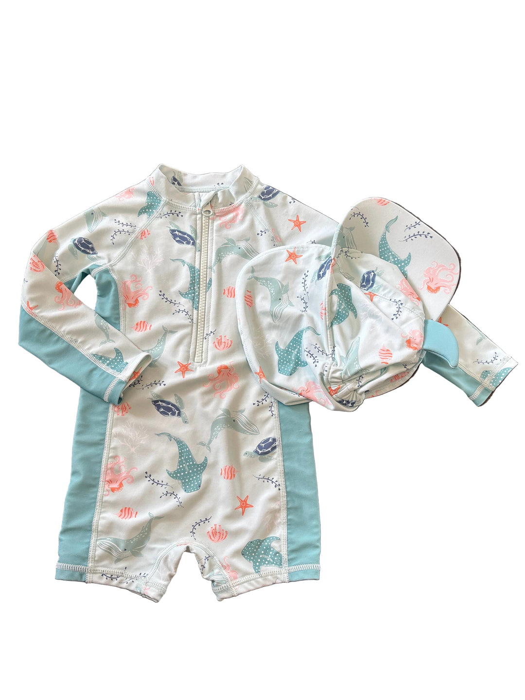 Tommy Bahama Swimsuit + Hat - 18-24M