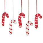 Load image into Gallery viewer, Felt Candy Cane Set 5 Ornaments
