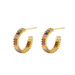 Load image into Gallery viewer, Rainbow Multi-Color Stone Hoop Earrings
