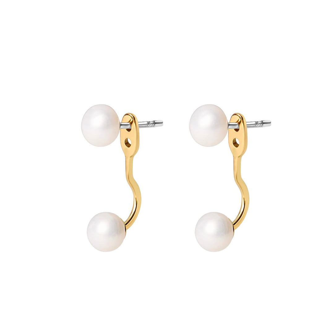 Pearl Ear Jacket Gold Earrings