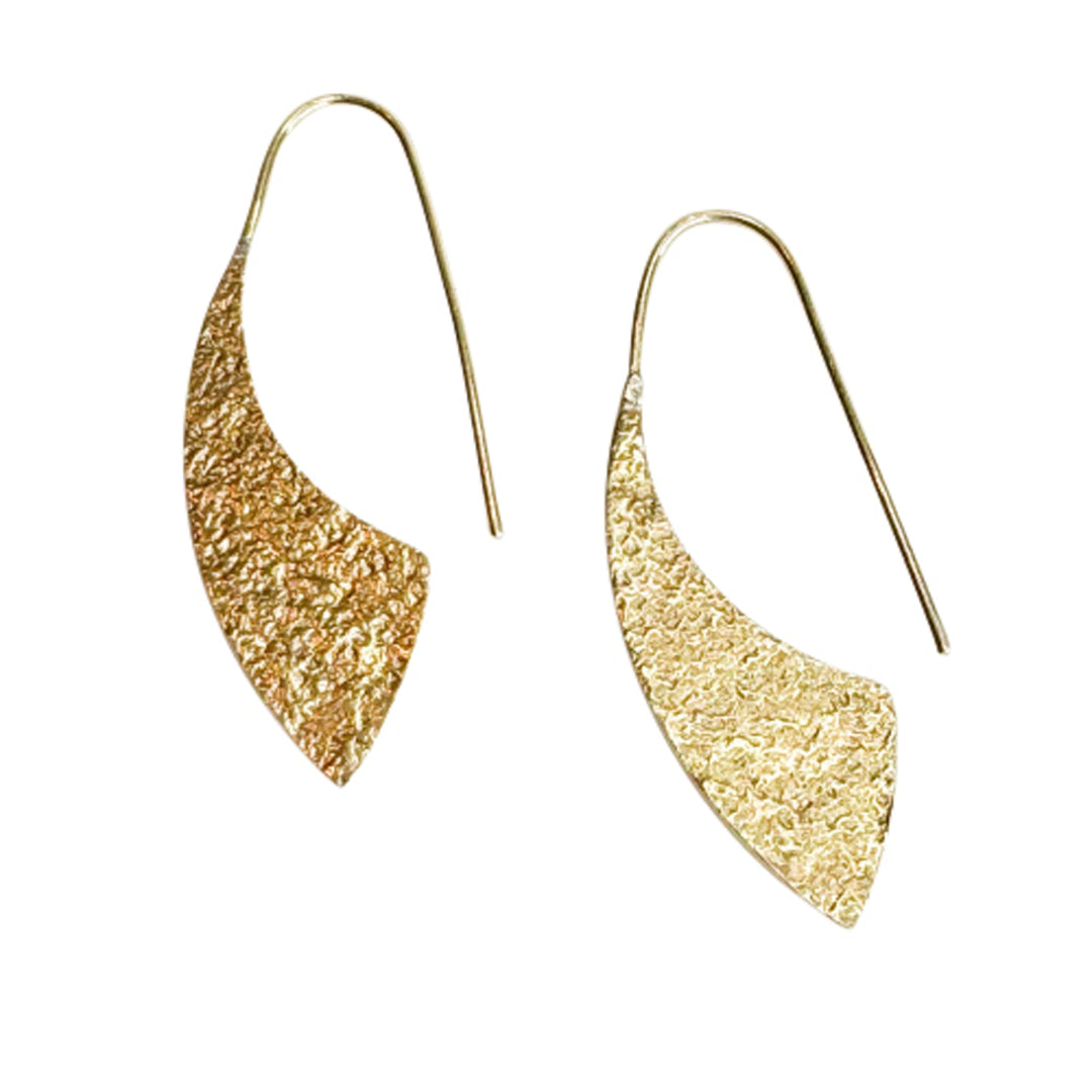 Geo Gold Hammered Hook Earring