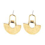 Load image into Gallery viewer, Cobalt Gold Hammered Half Circle Studs
