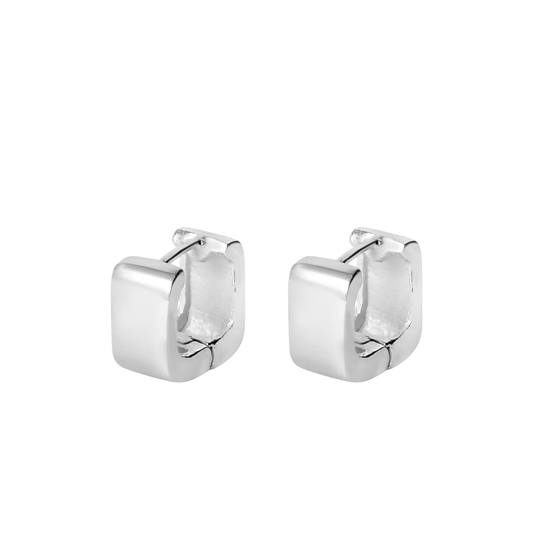 Square Small Silver Huggie