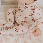 Load image into Gallery viewer, Strawberry Print on Soft Pink Ribbed Sleeper
