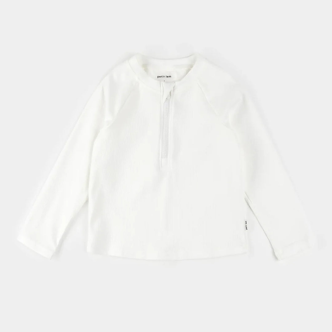 Petit Lem - Long-Sleeve Off-White Ribbed Rashguard