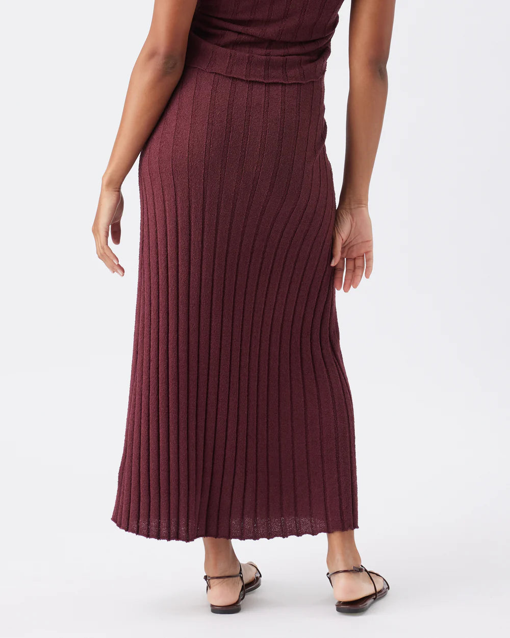 Charli Rib Knit Skirt Maroon