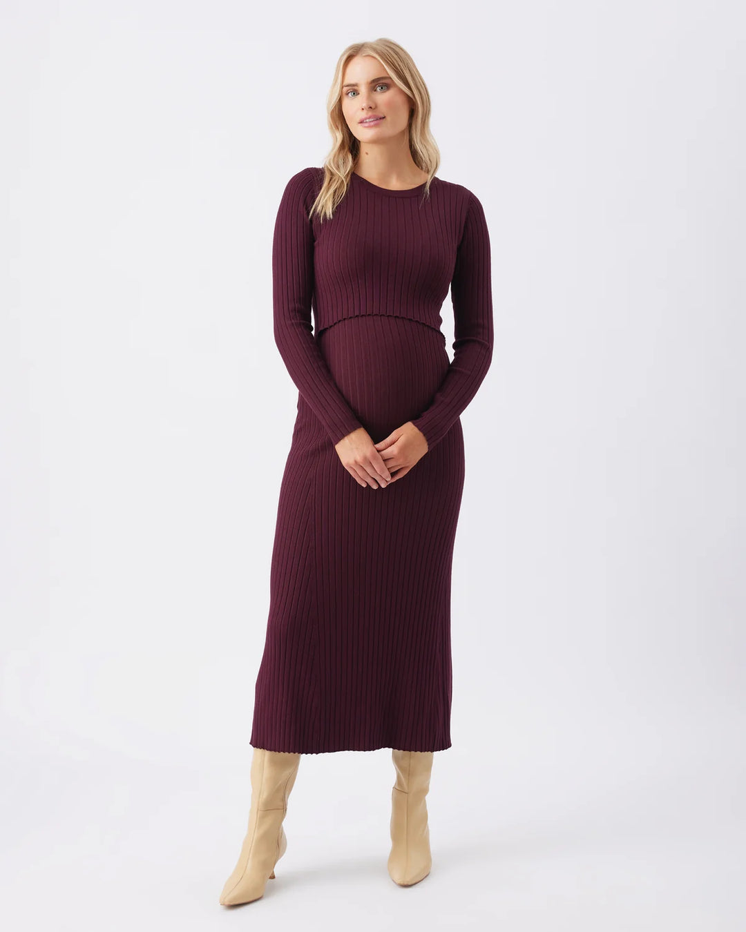 Ripe - Eden Knit Nursing Knit Dress - Maroon