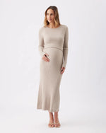 Load image into Gallery viewer, Ripe – Eden Knit Nursing Dress - Stone

