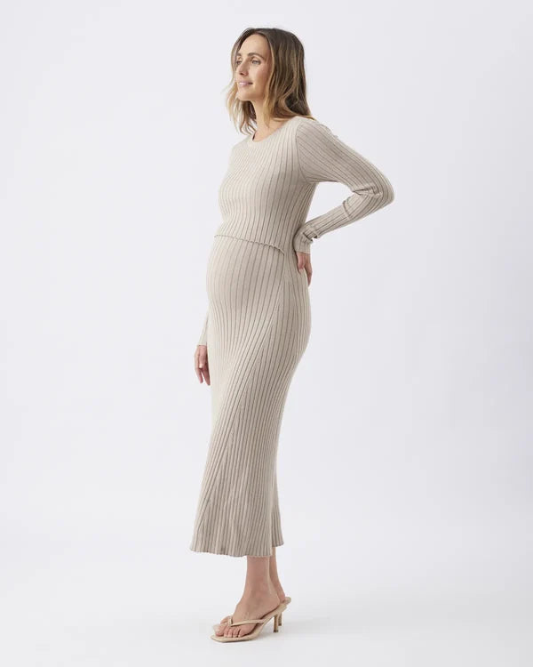 Ripe – Eden Knit Nursing Dress - Stone