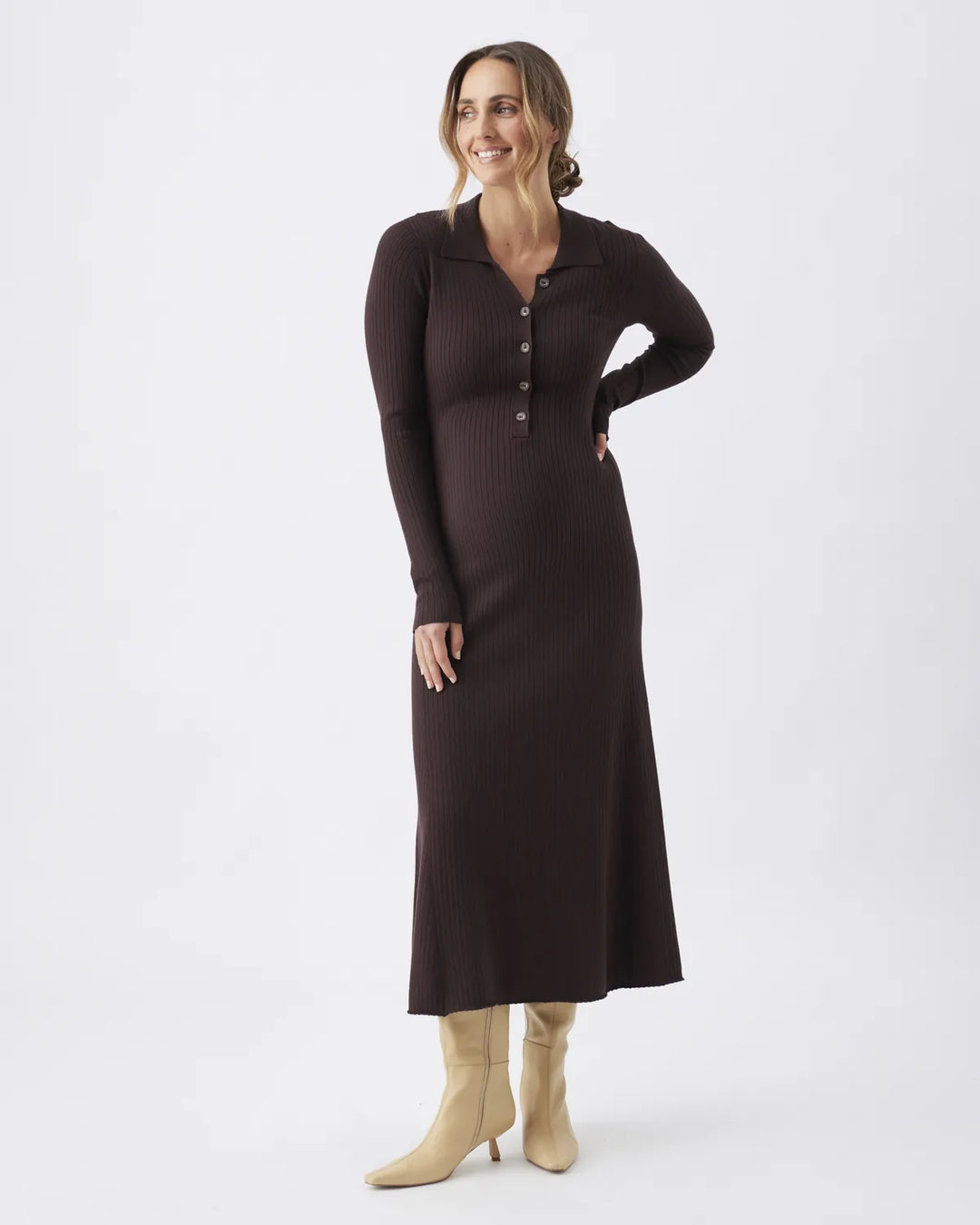Ripe – Hollie Polo Nursing Knit Dress Cocoa